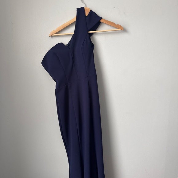 Betsy & Adam Womens Asymmetrical Solid One Shoulder Mermaid Gown Dress - Picture 4 of 9